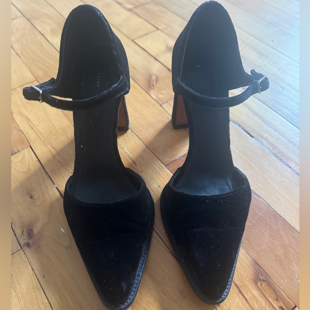 CELINE BLACK VELVET MARYJANES